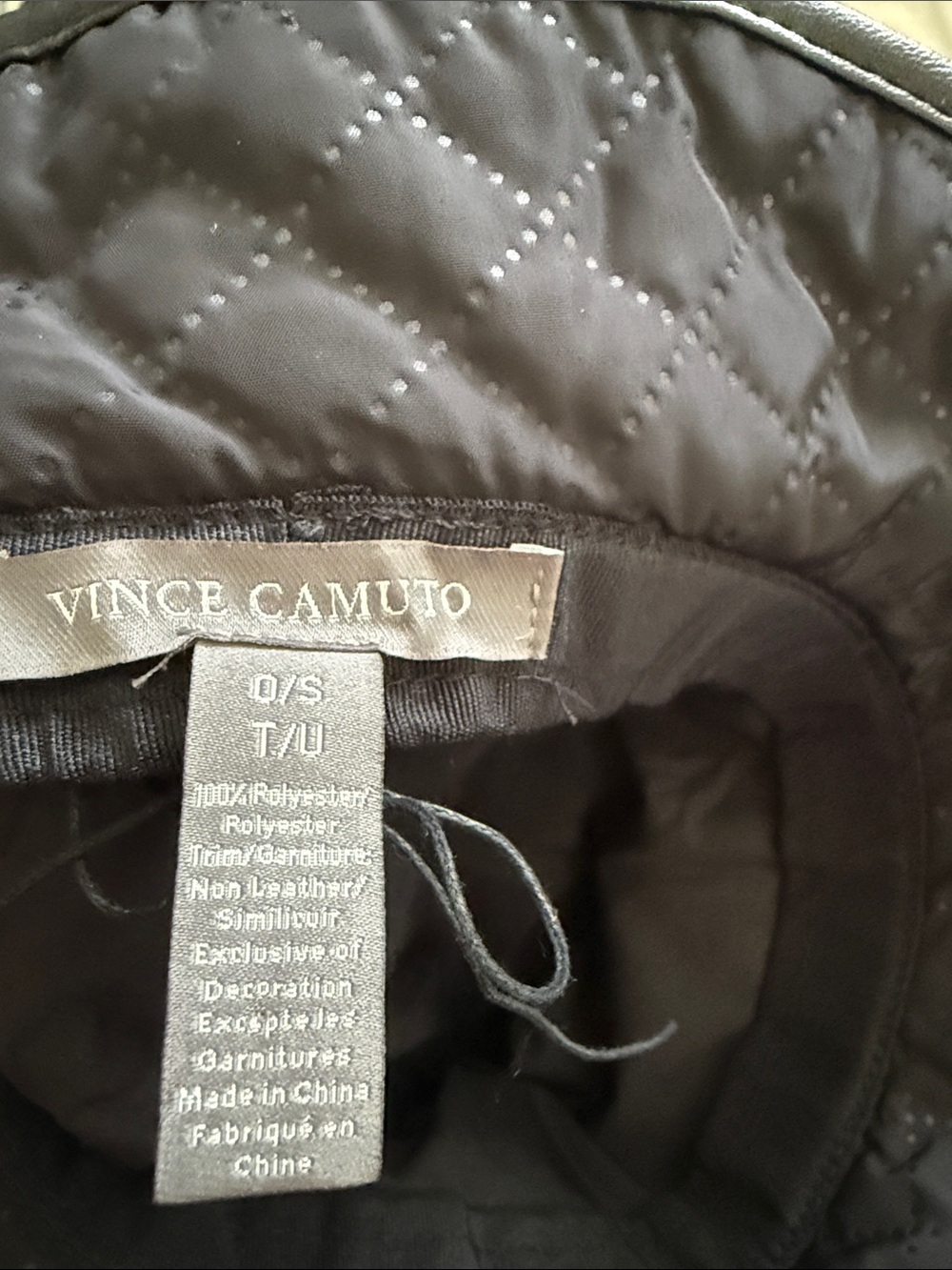 Vince Camuto Quilted Black Bucket Hat with Silver Medallion - Picture 3 of 4